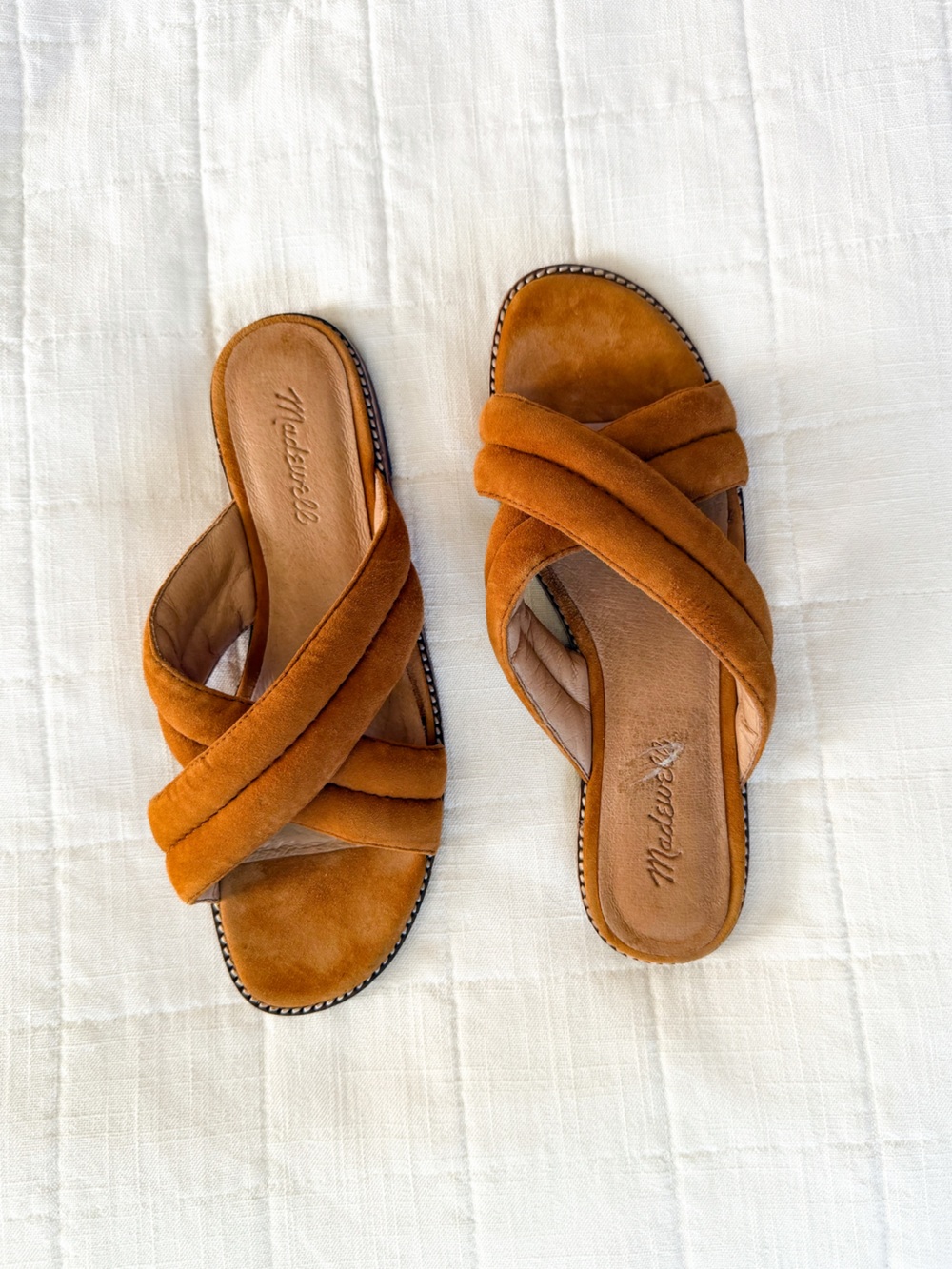 Madewell Skyler Slide Sandal in Suede Cognac/Burnt Orange Size 9